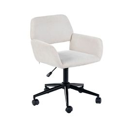 Chaise De Bureau Scandinave Tissu Beige Pivotante Hauteur Réglable
