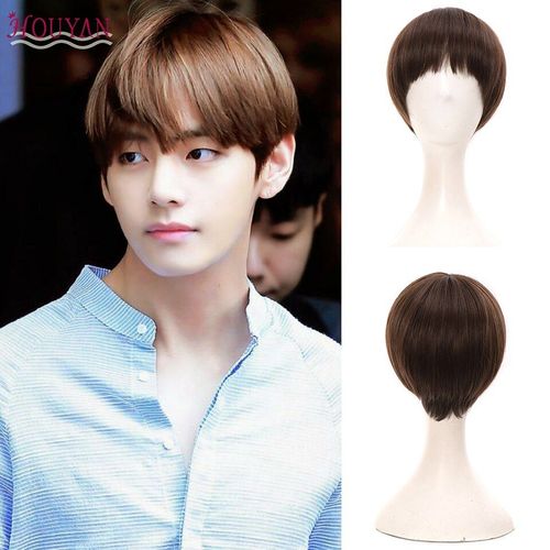Perruque De Cosplay Synthétique Pour Hommes, Postiche Courte, Lisse, Brune, Résistante À La Chaleur, Usage Quotidien
