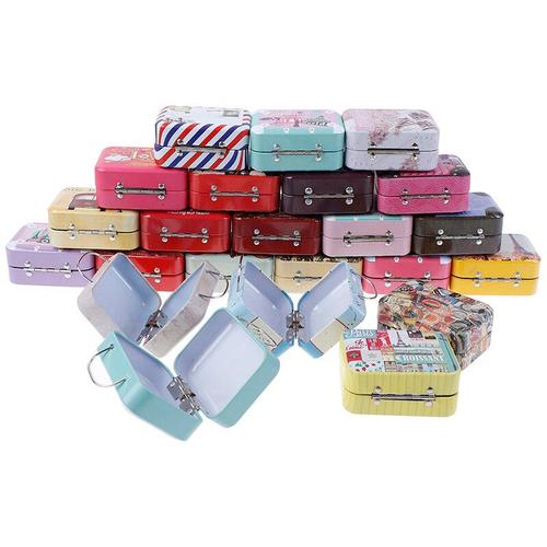 Boîte en fer blanc pour pilules bonbons, 1 pièce, Mini valise, bricolage, boîte d'emballage, Mini conteneur de rangement en métal, stockage aléatoire