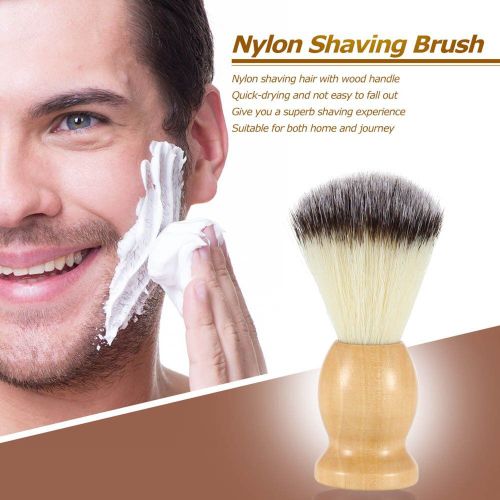 Brosse à barbe avec manche en bois pour homme, accessoire d'épilation, pour le visage et le rasage en toute sécurité