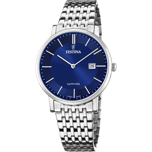 Festina Montre Homme Swiss Made Acier Fond Bleu F20018/2