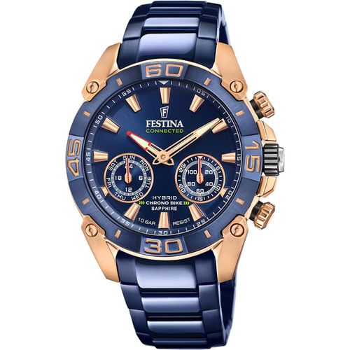 Festina Chrono Bike Connectée Montre Homme Acier Doré Rose Bleu F20549/1