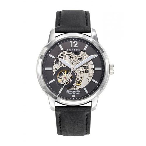 Certus Montre Homme Automatique Acier Cuir Noir 616504