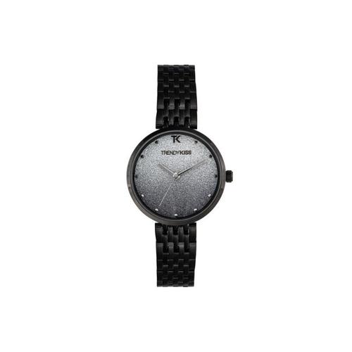 Montre Femme Trendy Kiss Quartz Bracelet Noir Cadran Argenté-Tm10128-02