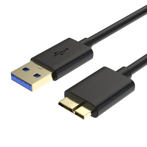 Cable USB 3.0 Male A vers Micro B pour Disque Dur WD My Passport/Elements/My Book/ Toshiba/Seagate/Hitachi - 1m [Phonillico]