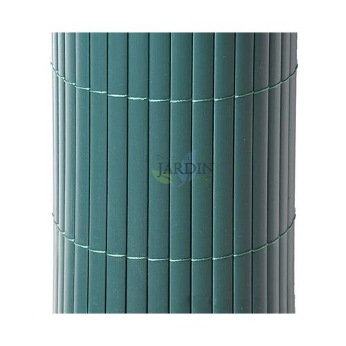 Canisse Synthétique Pvc Simple 1,5 X 5 M Avec Cannes Entières Vert Forcé, Brise-Vue Pour Jardins, Balcons Et Clôtures