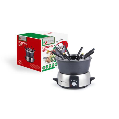 MAGNANI Appareil à fondue électrique pour 8 personnes. Fondue Chinoise, Bourguignonne, Savoyarde, Chocolat. Services à fondu capacité 1,75 Litres 800W.