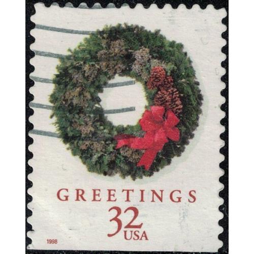 Etats Unis 1998 Oblitéré Used Greetings Couronne À Feuilles Persistantes Evergreen Wreath Y&t Us 2817a Su