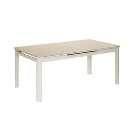 Table De Jardin Extensible, Rectangulaire En Aluminium Milos Ivoire - 8/10 Places - Jardiline