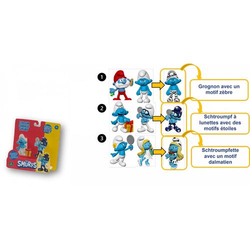 Smurfs- Puffi Les Schtroumpfs -  Blister 2 Figurines 5,5 Cm Avec Fonction Changement De Couleur - Asst