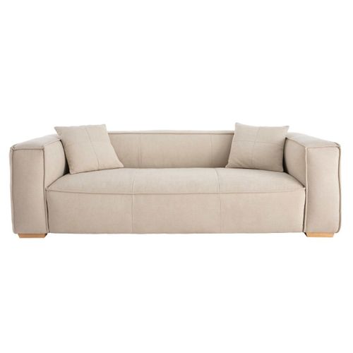 Canapé Contemporain 3 Places En Tissu Effet Velours Naturel Cobain