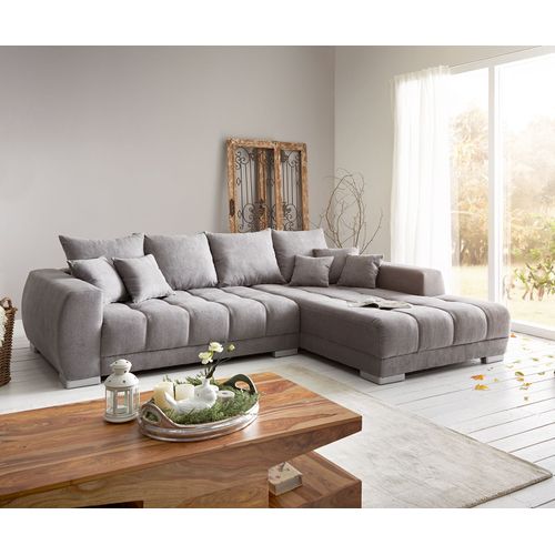 Canapé Josea Microfibre Gris Pierre 300x220 Cm Recamière À Droite Canapé Panoramique