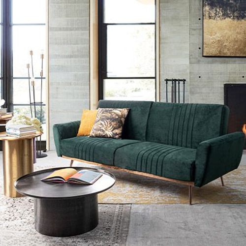 Canapé Convertible 3 Places 210x85x83 Cm En Tissu Vert