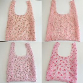 Sac à main en Tulle Transparent pour femmes, petit fourre tout en tissu brodé, joli sac à fleurs, sac à fruits, sac de Shopping