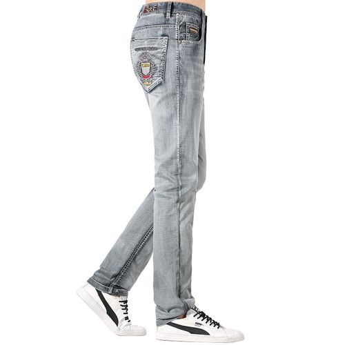 Bruce & Shlavabo-Jean Slim En Denim Pour Homme,Haut Délavé,Droit Et Décontracté,À La Mode,Pour Cowboys,Été 2023