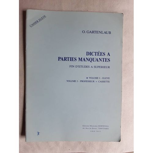 Dictées Parties Manquantes Fin D'études À Supérieur Gartenlaub Livre De L'élève