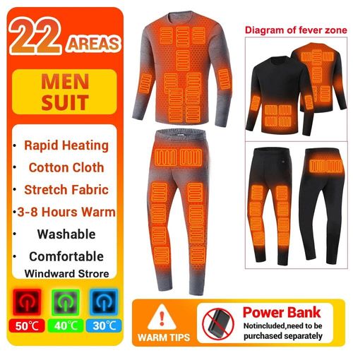 Pyjama Chauffant Électrique Pour Hommes Et Femmes,Sous-Vêtement Métropolitain,Économie Doublés De Zone Usb 6-22,Vêtements Thermiques Pour Personnes Âgées D'âge Moyen,Hiver