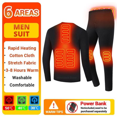 Pyjama Chauffant Électrique Pour Hommes Et Femmes,Sous-Vêtement Métropolitain,Économie Doublés De Zone Usb 6-22,Vêtements Thermiques Pour Personnes Âgées D'âge Moyen,Hiver