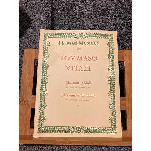 T. Vitali Chaconne Sol Mineur Violon Basse Continue Partition Hortus Musicus 100