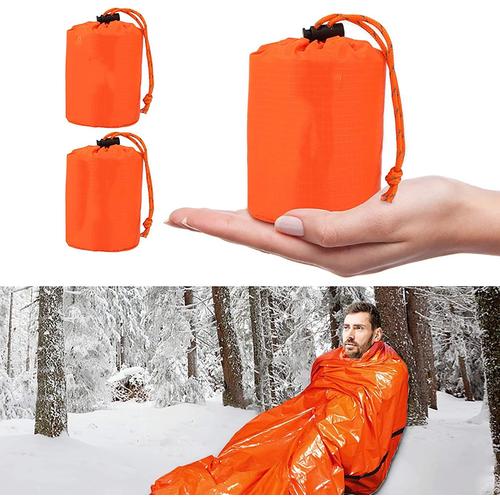 2 Pcs Couverture Thermique De Survie Urgence, Sac De Couchage, Tente De Survie - 213x91cm Avec Sac De Rangement