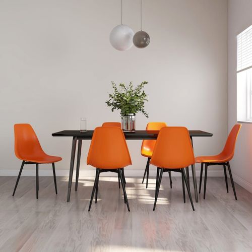 Vidaxl Chaises De Salle À Manger 6 Pcs Orange Pp