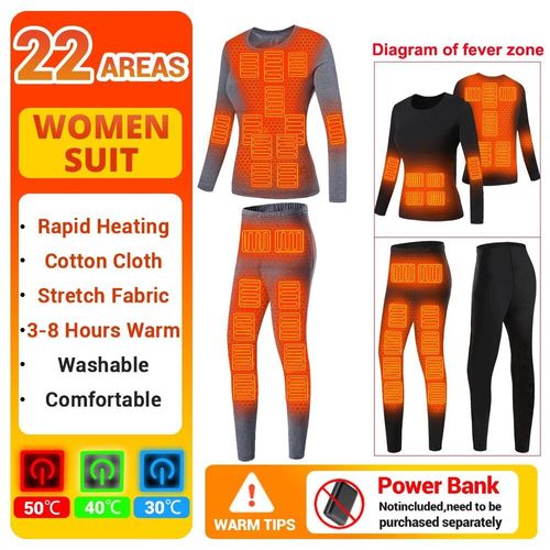 Pyjama Chauffant Électrique Pour Hommes Et Femmes,Sous-Vêtement Métropolitain,Économie Doublés De Zone Usb 6-22,Vêtements Thermiques Pour Personnes Âgées D'âge Moyen,Hiver