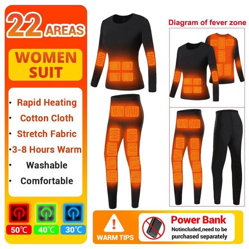 Pyjama Chauffant Électrique Pour Hommes Et Femmes,Sous-Vêtement Métropolitain,Économie Doublés De Zone Usb 6-22,Vêtements Thermiques Pour Personnes Âgées D'âge Moyen,Hiver