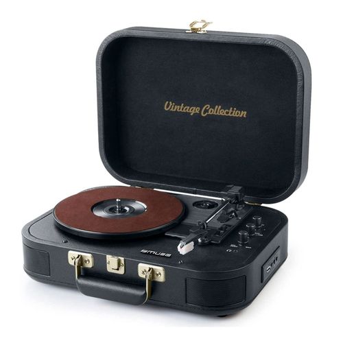 Platine Vinyl Muse MT-201 GLD, Stéréo 33-45-78 Tours, Bluetooth USB AUX, Enceintes intégrées 2x5W, Black Gold