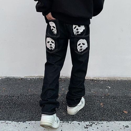 Jeans Unisexes Taille Basse Pour Hommes,Pantalons Drôles,Impression Spoof,Portrait,Rue Haute,Adt Fjhop,Streetwear Coréen