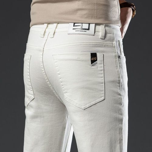 Jean Blanc En Coton De Style Classique Pour Homme,Pantalon Slim Fit De Marque À La Mode,2022