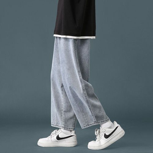 Pantalon Baggy En Denim Pour Hommes,Jambes Larges,Style Coréen,Taille Élastique,Élégant,Harem,En Jean,Pour Skateboard,Noir,Printemps 2022