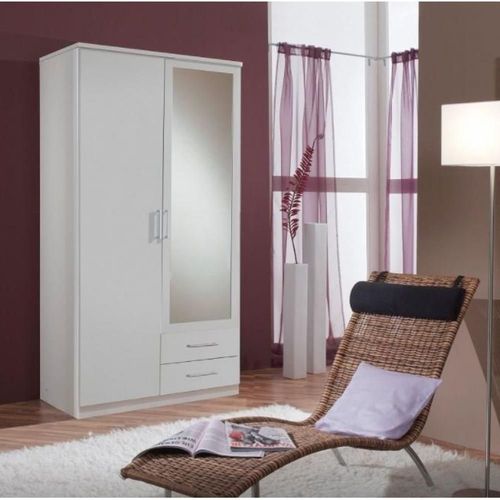 Armoire Dorval Rangement Blanc Mat 2 Portes 2 Tiroirs