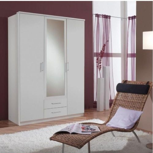 Armoire Dorval Rangement Blanc Mat 3 Portes 2 Tiroirs