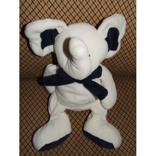 Elephant Tiamo Blanc Bleu Grelot 30 Cm 