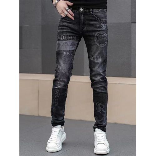 Jeans College En Denim Stretch Pour Hommes,Pantalons Décontractés Tendance,Pantalons De Luxe Légers Assortis,Jeans Amincissants Coréens