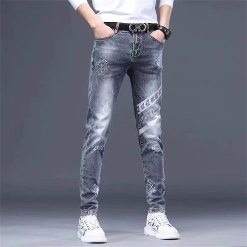 Jeans College En Denim Stretch Pour Hommes,Pantalons Décontractés Tendance,Pantalons De Luxe Légers Assortis,Jeans Amincissants Coréens
