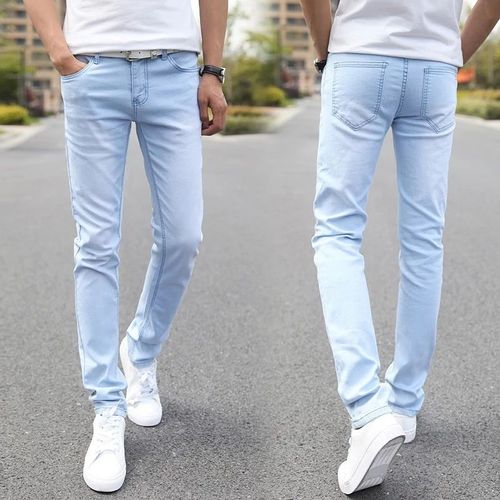 Jean Slim Bleu Ciel Pour Homme,Super Élastique,Coupe Droite,Design De Marque,2023