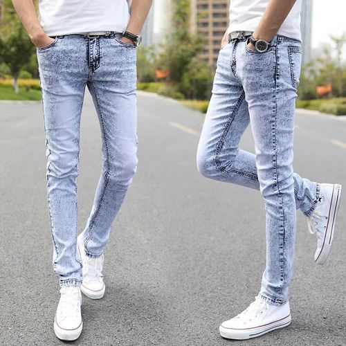Jean Slim Bleu Ciel Pour Homme,Super Élastique,Coupe Droite,Design De Marque,2023