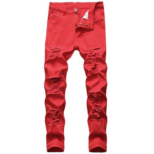 Jeans En Denim Blanc Pour Hommes,Trou Droit,Marque De Créateur De Mode,Jeans Masculins,Grande Taille,Fjdistmurcia Destruction