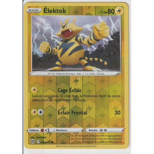 Carte Pokemon - Elektek - 046/172 - Reverse - Épée Et Bouclier 9 - Stars Etincelantes - Eb9 - Vf