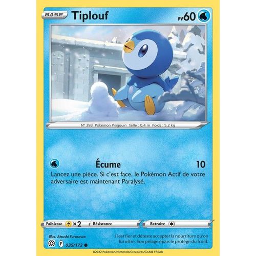 Carte Pokemon - Tiplouf - 035/172 - Épée Et Bouclier 9 - Stars Etincelantes - Eb9 - Vf