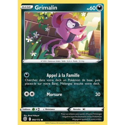Carte Pokemon - Grimalin - 092/172 - Épée Et Bouclier 9 - Stars Etincelantes - Eb9 - Vf