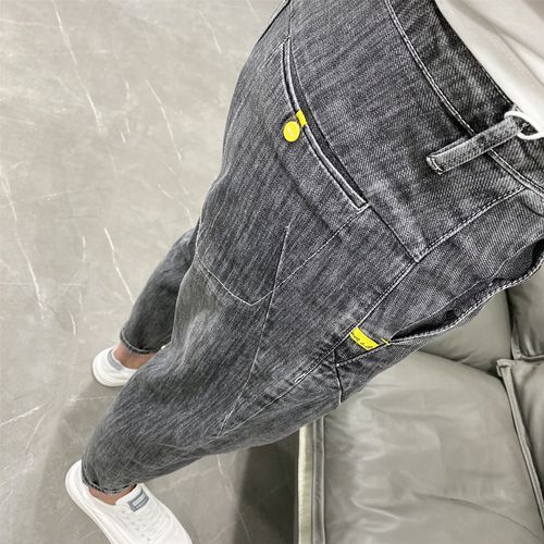 Jeans Japonais Pour Hommes,Micro Span,Gris,Slim Fit,Mode D'été,Pantalon En Denim Élastique Pour Jeunes,Taille Moyenne Basse,Pantalon De Créateur