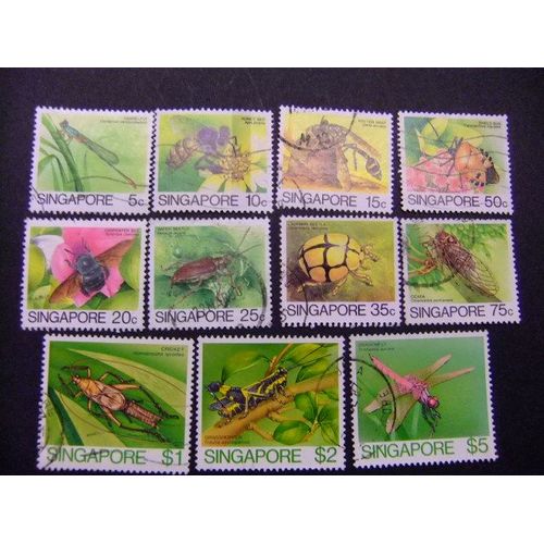 51 Singapour Singapour 1985 / Faune Insectes / Yvert 455 - 465 Fu Incomplet