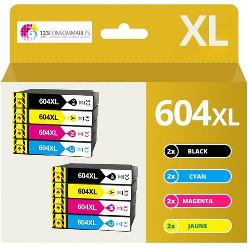 604XL - Pack de 8 Cartouches d'encre Compatible pour Epson 604 XL Ananas - pour Le Remplacement de Cartouche Epson XP 2200 XP 2205