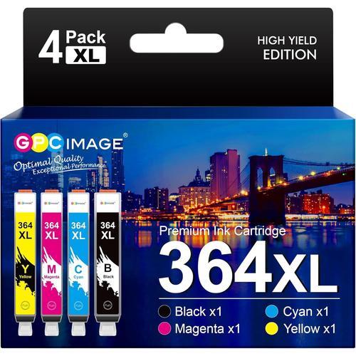 GPC Image 364 XL Cartouches d'encre Remplacement pour HP 364 XL Compatible pour HP 5520 Photosmart 6520 5510 5522 B8550 C5388 7520 7510 Officejet 4620 Deskjet 3520 3070A (4-Pack)