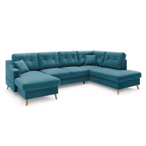 Canapé Panoramique Convertible Coffre Sweden Bleu Clair Angle Gauche