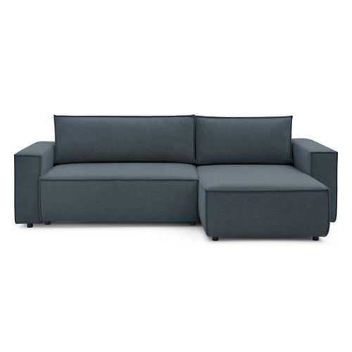 Canapé D'angle Convertible Réversible Coffre Nihad Tissu Bleu Marine