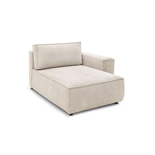 Méridienne Avec Accoudoir Pour Canapé Modulable Nihad Tissu Velours Côtelé Beige Angle Droit