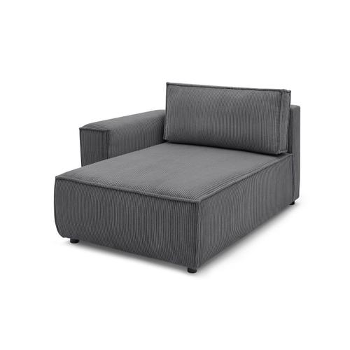 Méridienne Avec Accoudoir Pour Canapé Modulable Nihad Tissu Velours Côtelé Gris Foncé Angle Gauche